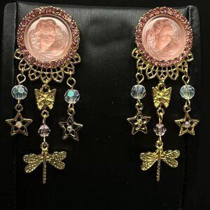 Kirks Folly AB Stone Dream Angel Stars Dragonfly Crystal Dangle Earrings